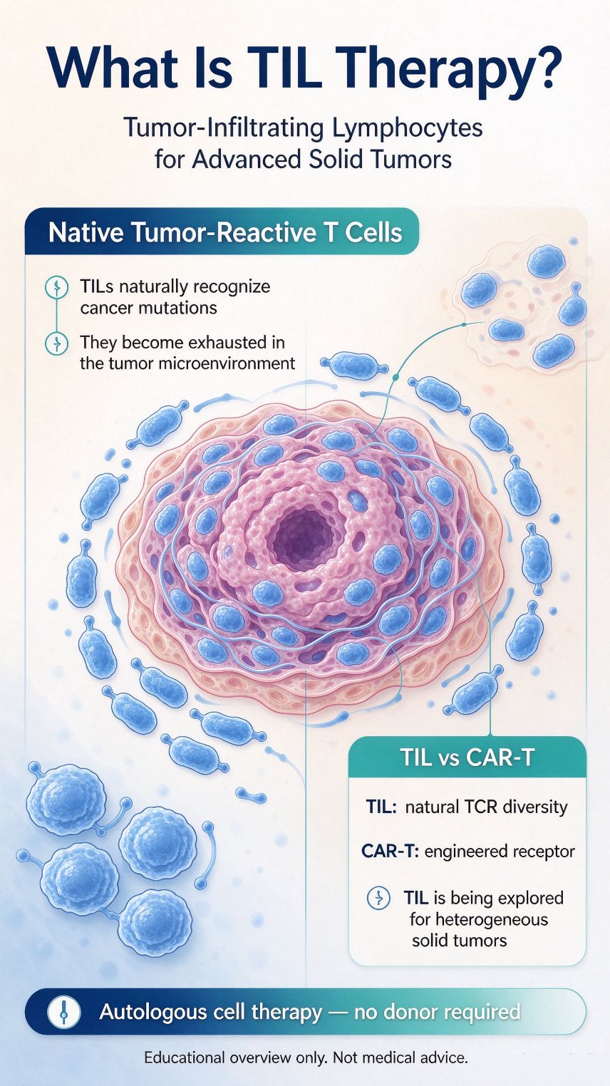 What TIL therapy uses: native tumor-reactive T cells that recognize cancer mutations